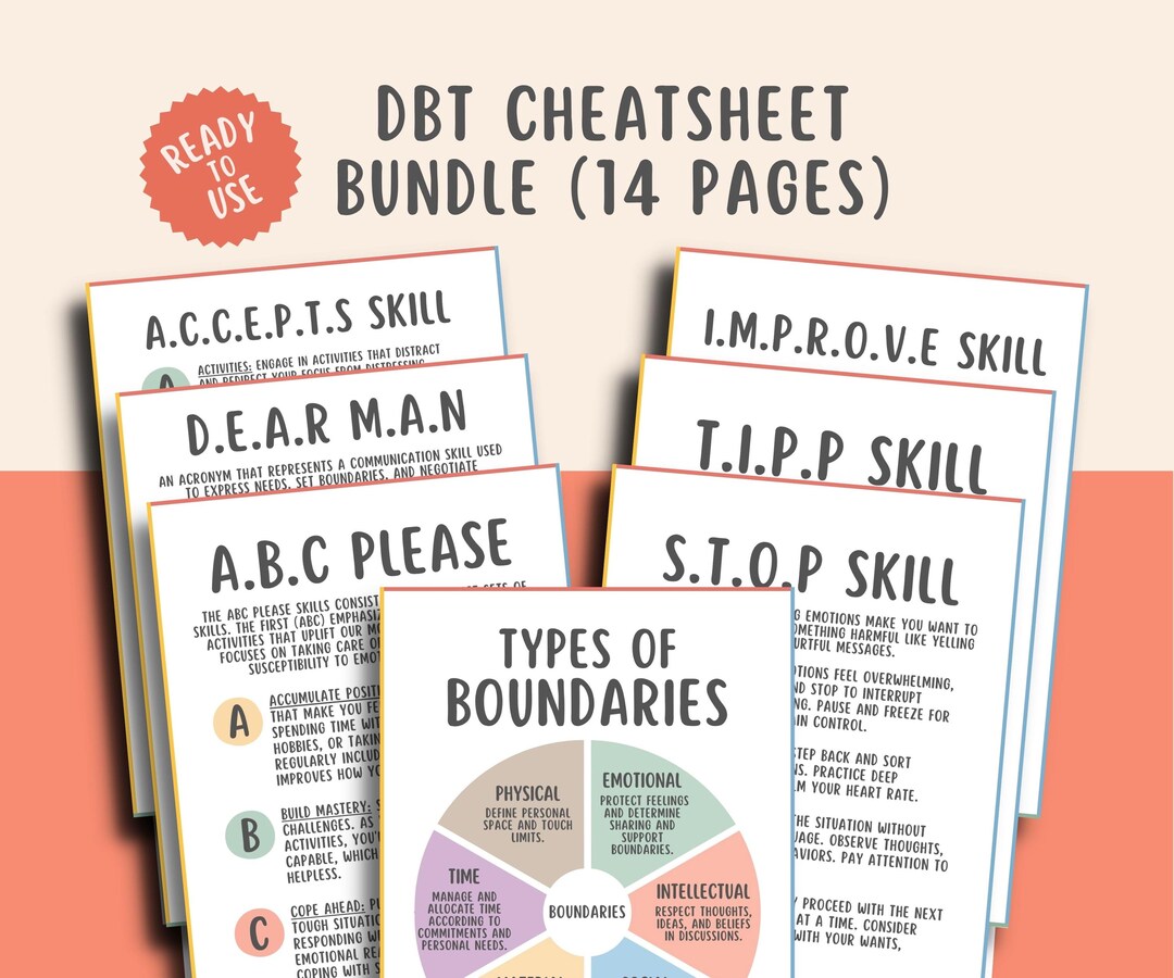 DBT Cheat Sheet Bundle (14 Pages), Dialectical Behavior