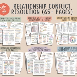 Relationship Conflict Resolution (65+ Pages), Reacting vs Responding, Accountability, Resentment Cycle, Emotional Regulation, Core Values