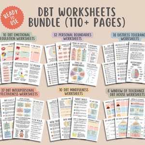DBT Coping Skills Worksheets (100+ Pages) Interpersonal Relationships, Distress Tolerance, Personal Boundaries, Emotional Regulation Therapy