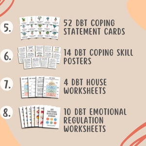 DBT Mega Bundle, DBT Coping Skills Posters Flashcards Worksheets, DBT Cheat Sheet, Emotional Regulation, Mental Health Counseling Resources