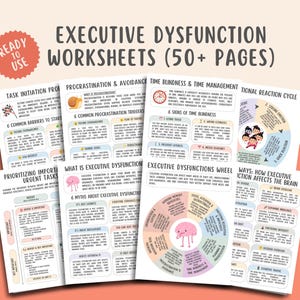 Werkbladen executieve disfunctie, ADHD-planner, executieve functies, tijdblindheid, taakinitiatie, uitstelgedrag, ondersteuning autisme
