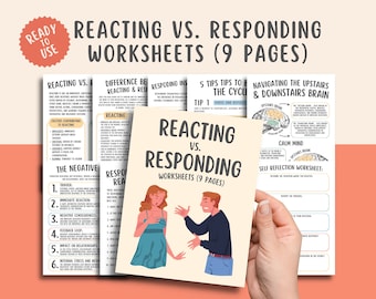 Reacting vs Responding Couples Therapy Worksheets Communication Styles and Emotional Regulation Skills conflict resolution, family therapy