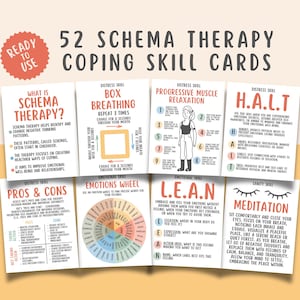 52 Schematherapie Coping-vaardigheidskaarten, somatische therapie, DGT-mindfulnessvaardigheden, emotionele regulatie, Oefening onaangepaste therapie, CGT