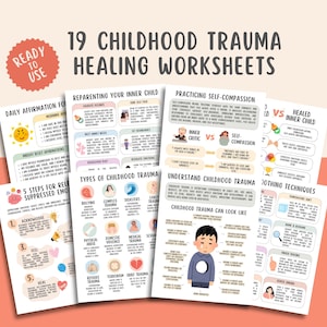 Childhood Trauma Healing Worksheets (19 Pages), Reparenting Inner Child Healing,  Somatic Coping Skills, PTSD, Crisis Therapy, Panic Attacks