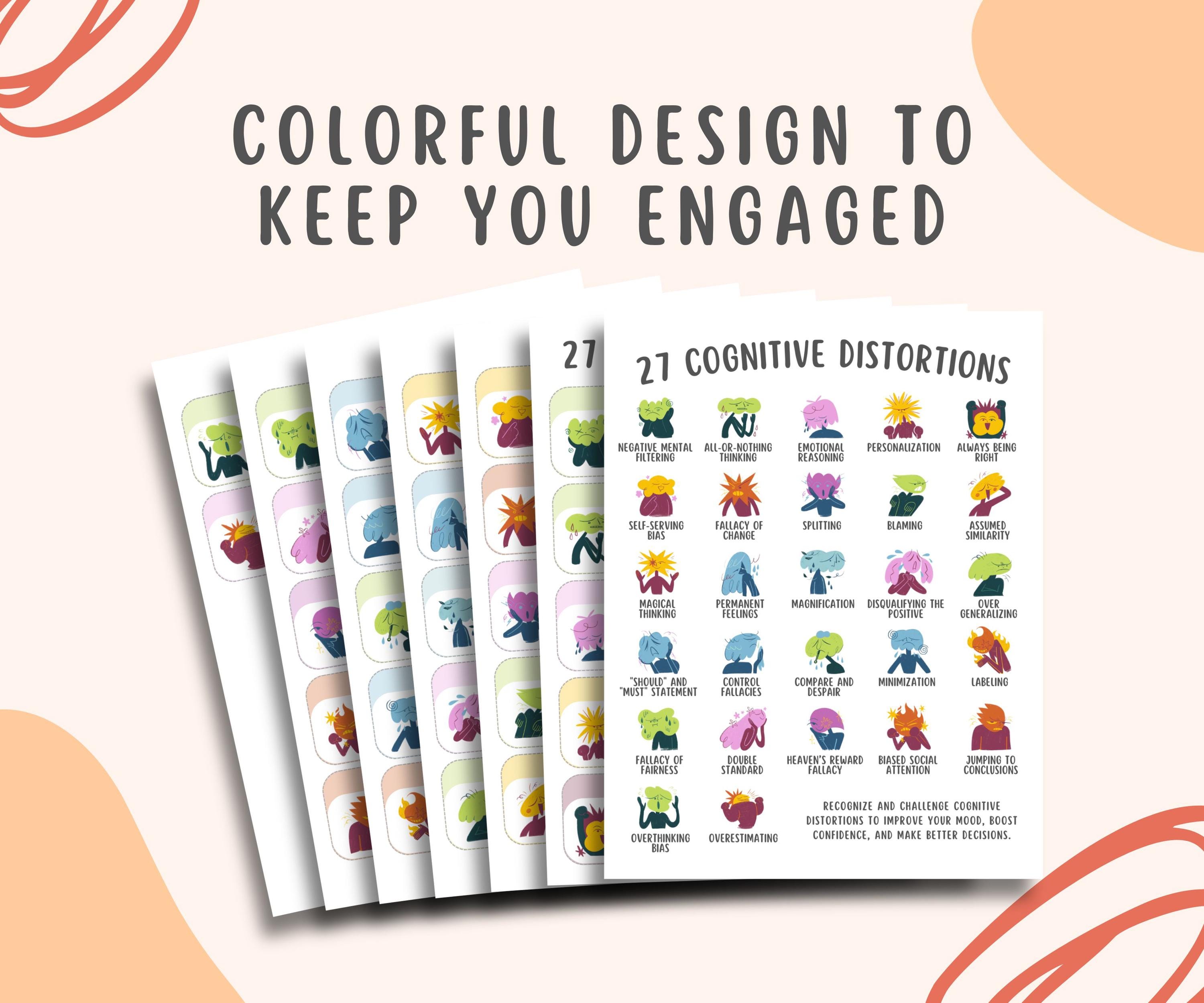 Cognitive Distortion Poster Bundle (7 Pages), Thinking Errors ...