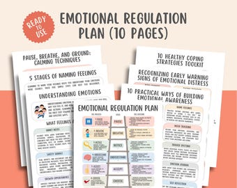 Emotional Regulation Plan Worksheets, DBT Coping Skill, Anger Management, Anxiety Relief, Distress Tolerance, Impulse Control, Mental Health