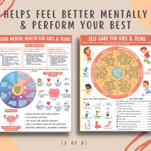 Mental Health Coping Skills Printable Bundle for Kids & Teens, 8 Pages