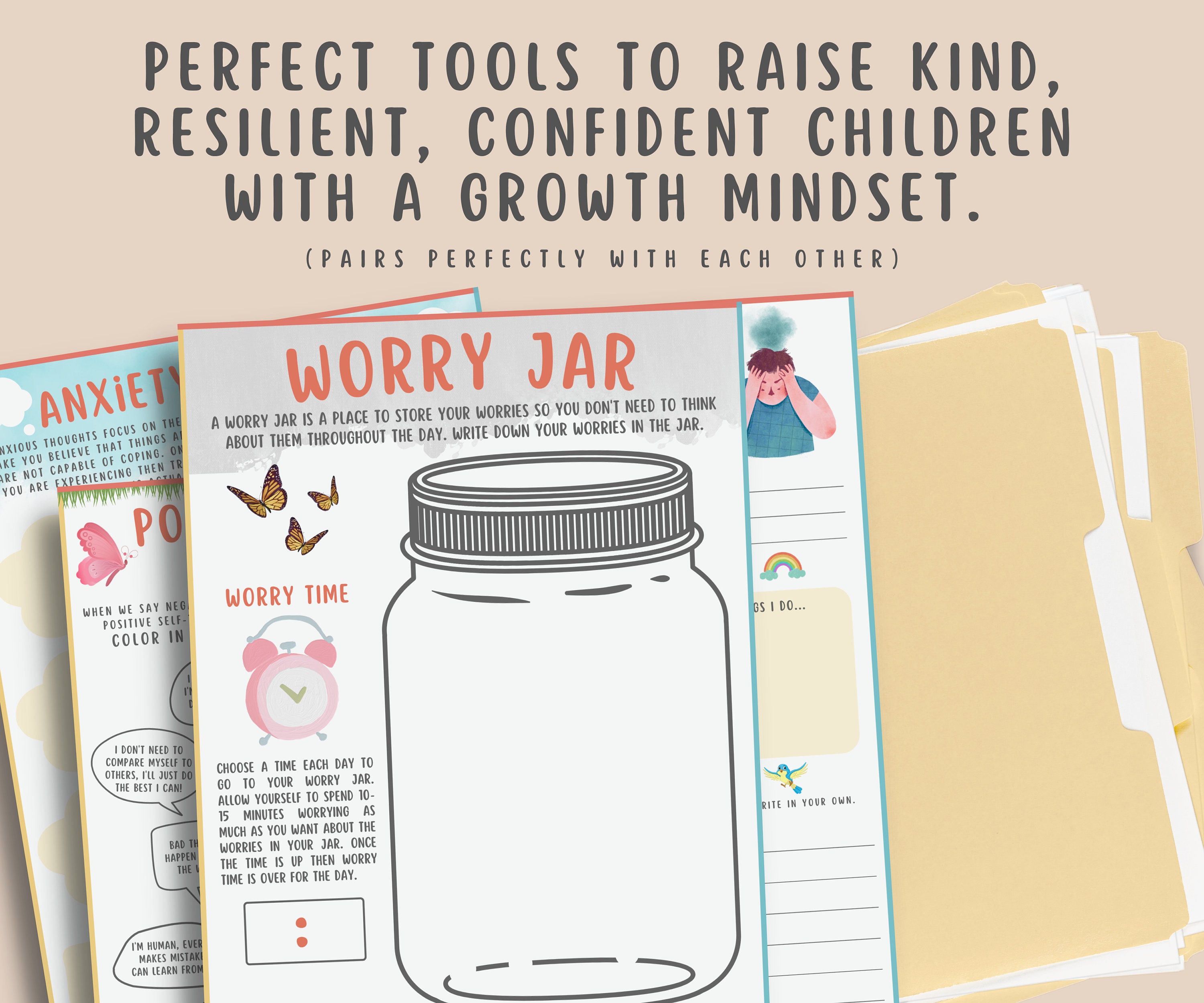 Worry Jar Worksheet For Kids Children Therapy Counseling Etsy