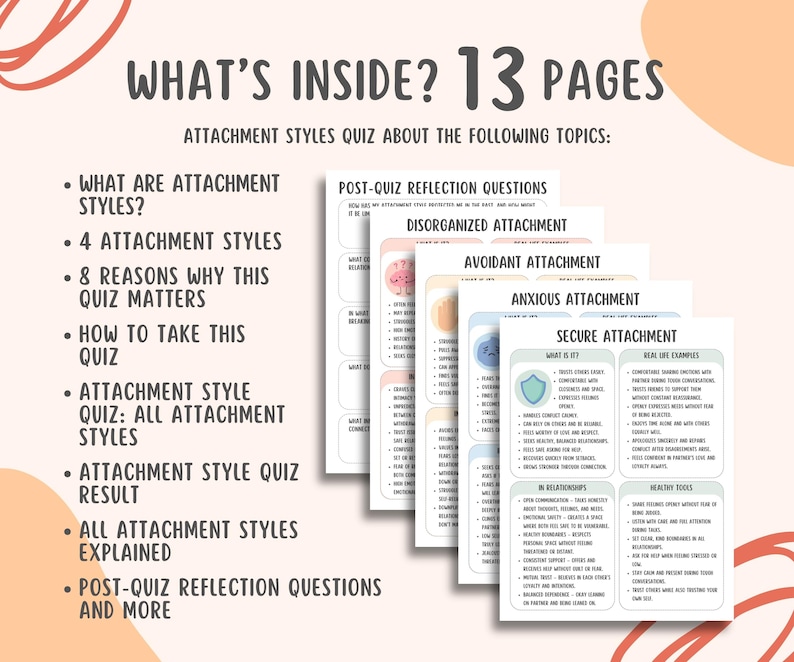 Attachment Styles Quiz (13 Pages), Attachment Theory Test, Relationship ...