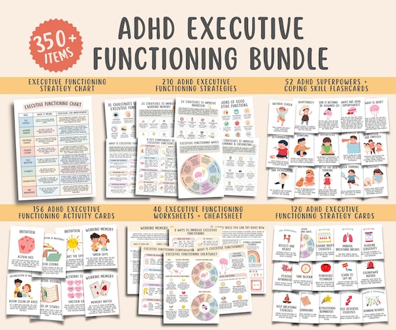 ADHD Executive Functioning Bundle (250+ Items) Self-regulation, Executive Functioning Activities & Wheel, Emotional Regulation Coping Skills