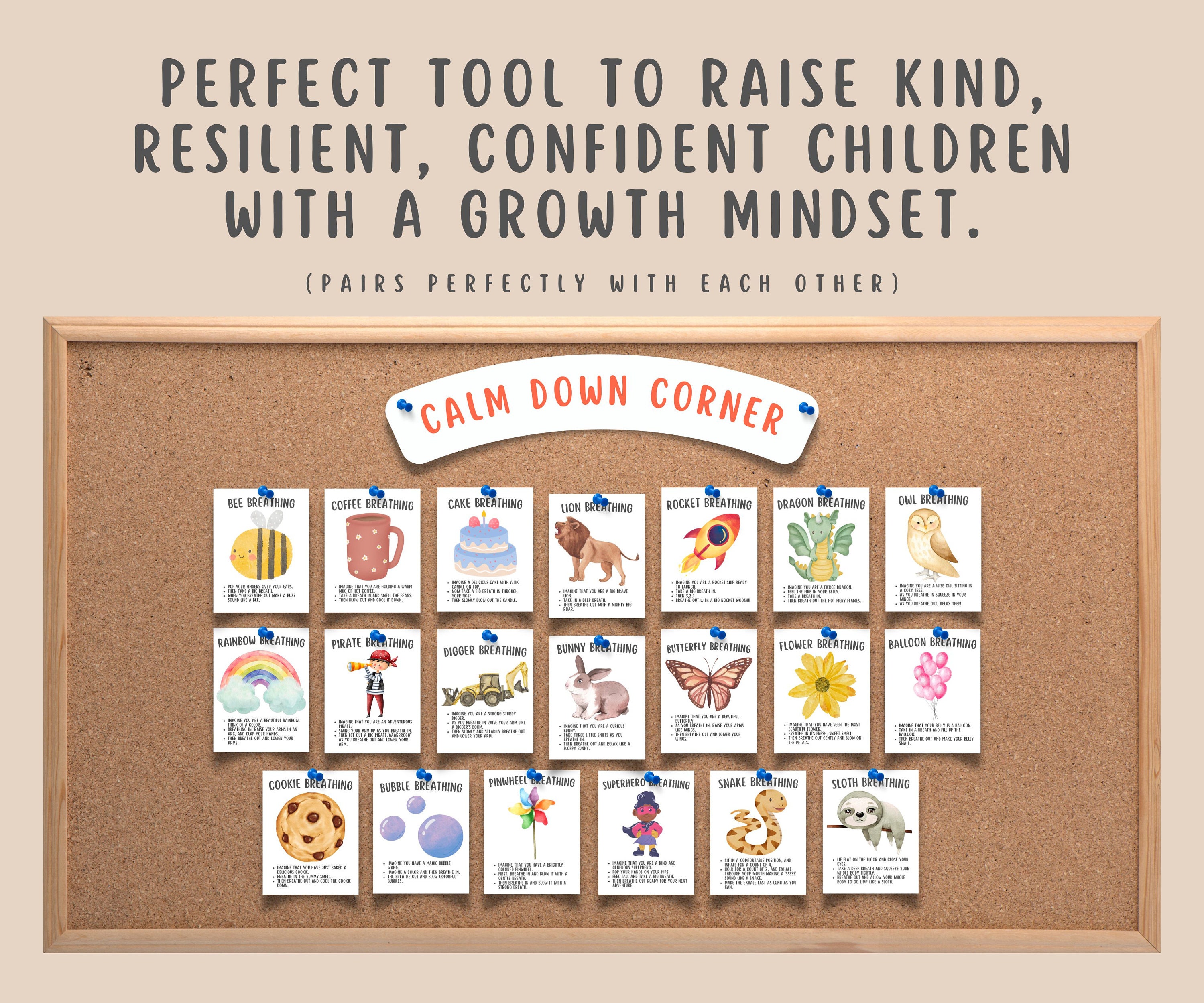 20 Mindful Scripted Breathing Cards for Kids Teens, Anxiety Coping ...