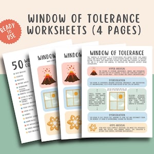 4 DBT Window of Tolerance Worksheets, Dialectical behavior Therapy, DBT workbook Journal, Borderline aid, Crisis Plan Aid, Mental Health
