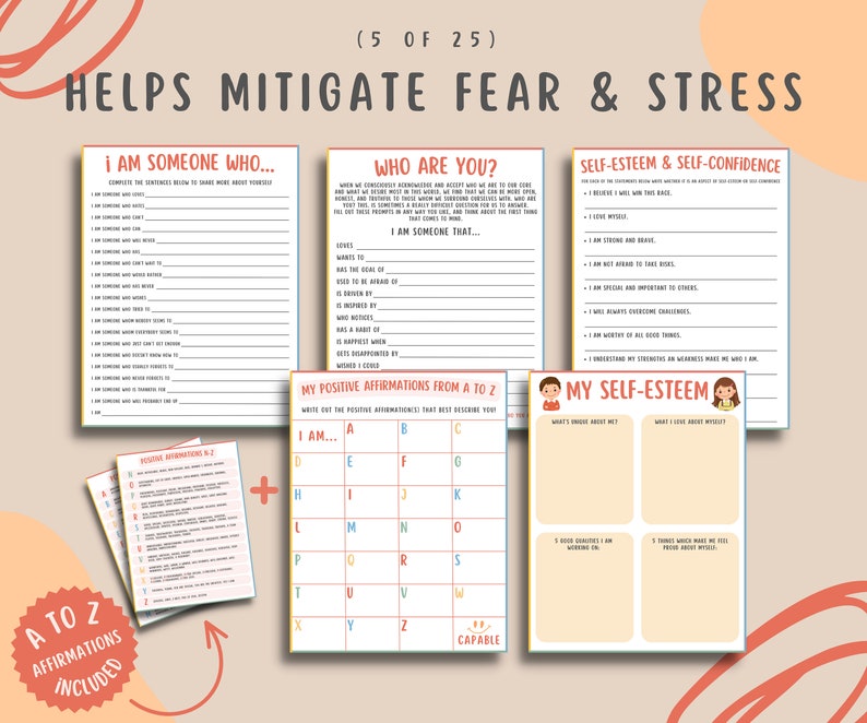25 Self Esteem Worksheets Printables for Kids Teens, Confidence Mental ...