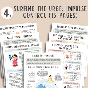 Impulse Control Bundle, Self Regulation, CBT Skills, Emotional Regulation Tool, Reacting vs Responding, Surfing the Urge, Impulsivity Scale