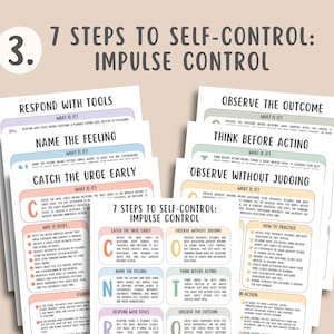 Impulse Control Bundle, Self Regulation, CBT Skills, Emotional Regulation Tool, Reacting vs Responding, Surfing the Urge, Impulsivity Scale