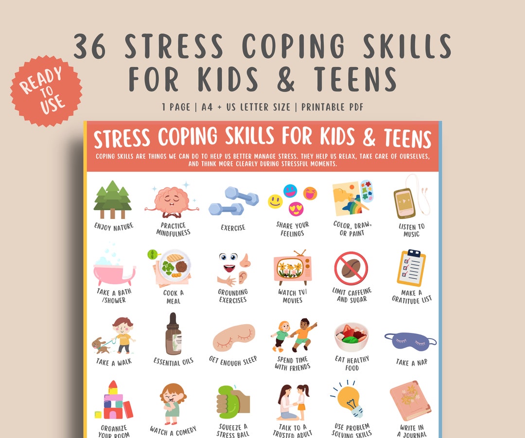 36 Stress Management Coping Skills for Kids & Teens, Anxiety Relief