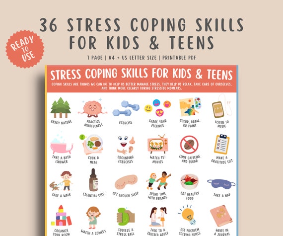 36 Stress Management Coping Skills for Kids & Teens, Anxiety Relief  Strategies, Stress Grounding Techniques Children Mental Health Awareness -   Canada