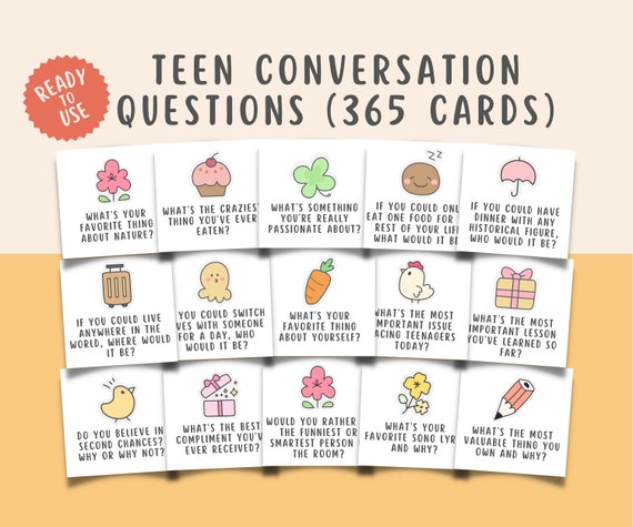 365 Teen Conversation Cards for Counseling, Family Therapy, Conversation Starter Question Therapy Tools, Group Therapy, Parenting Tools