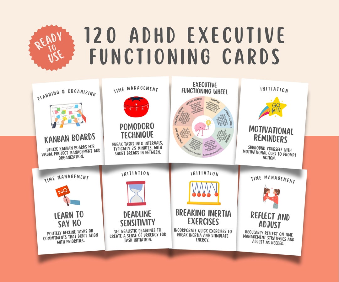 120 ADHD Executive Functioning Strategies Flashcards, Executive ...