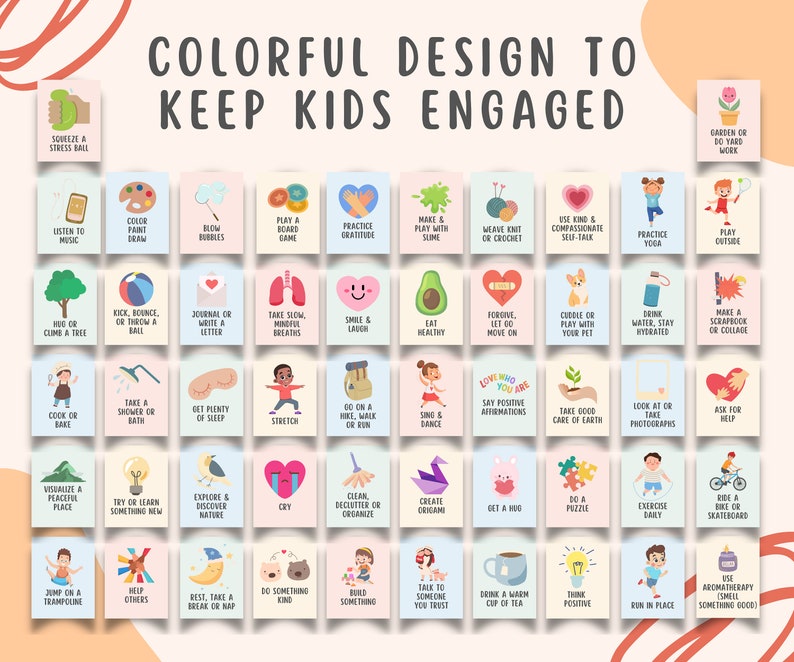 52 Coping Skills Cards kids teens Coping Strategies Children Self Regulation Calming Corner Print School Counselor Office School Counselor