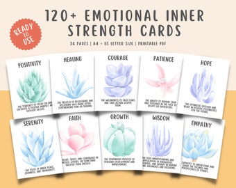 Oltre 120 carte sulla forza emotiva interiore, autostima, resilienza, salute mentale, crescita personale, terapia di gruppo, arredamento per ufficio, strumento CBT, coping DBT