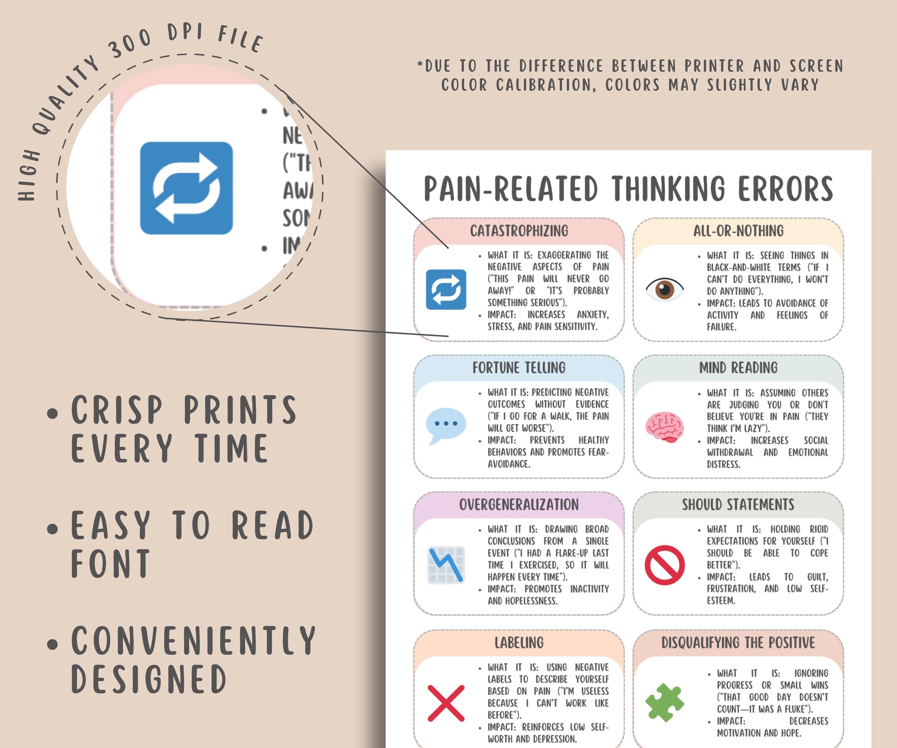 CBT for Chronic Pain Worksheets, Psychological Thinking Errors ...