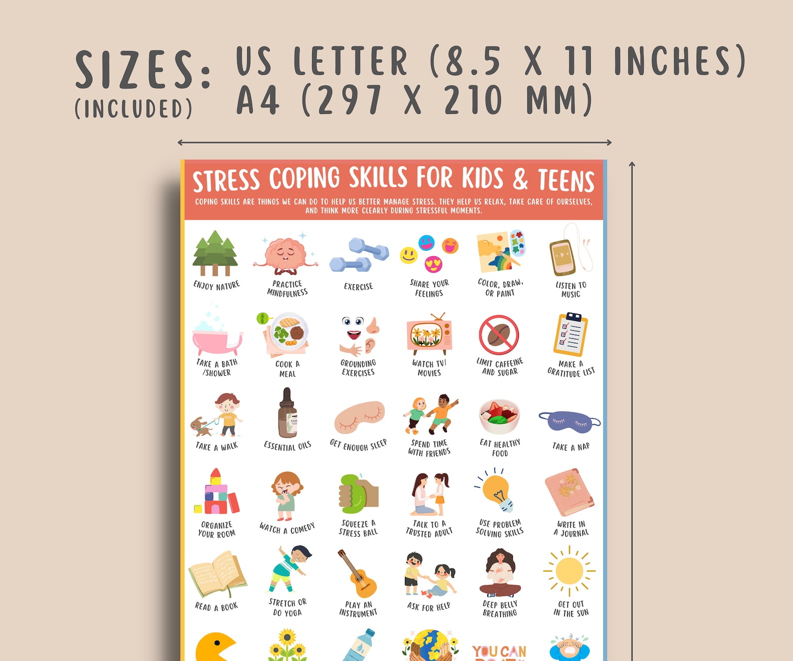 36 Stress Management Coping Skills for Kids & Teens, Anxiety Relief ...