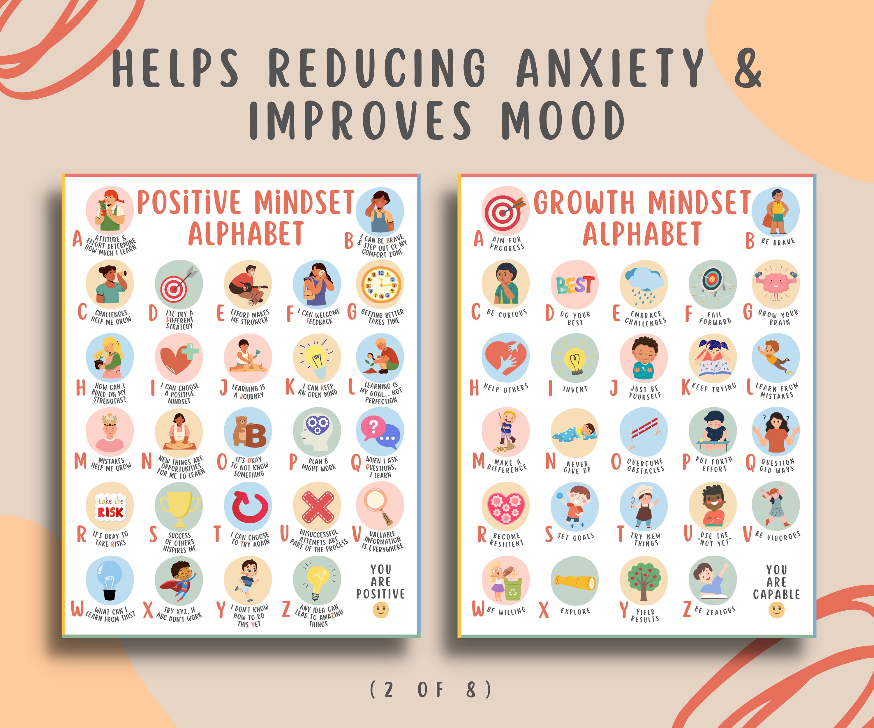 Alphabet Mental Health Coping Bundle for Kids Teens 8 Pages ...