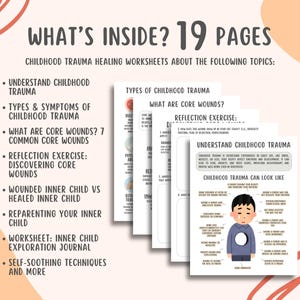 Childhood Trauma Healing Worksheets (19 Pages), Reparenting Inner Child Healing,  Somatic Coping Skills, PTSD, Crisis Therapy, Panic Attacks
