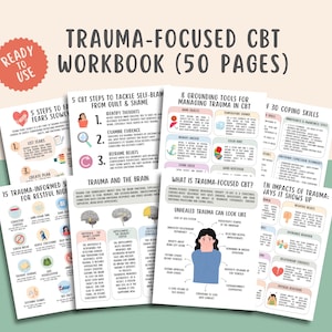 Trauma-Focused CBT Workbook (50 Pages), Mental Health Worksheets, Therapy Journal, PTSD Healing, Trauma Recovery, EMDR, Inner Child