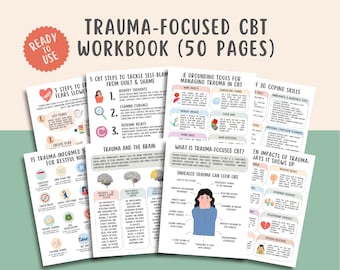 Trauma-Focused CBT Workbook (50 Pages), Mental Health Worksheets, Therapy Journal, PTSD Healing, Trauma Recovery, EMDR, Inner Child