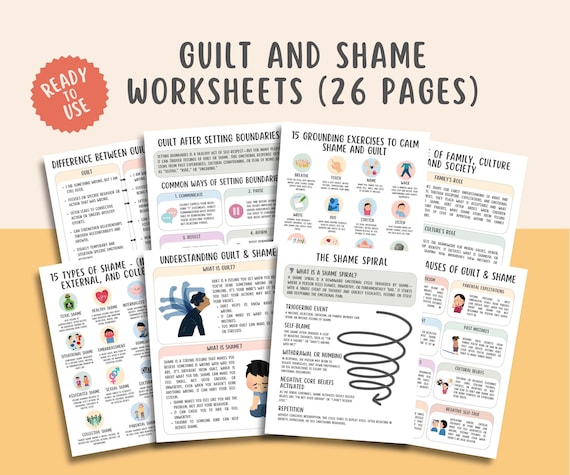 Guilt and Shame Worksheets (26 Pages), The Shame Spiral, Inner Child Healing Workbook, Trauma Recovery Journal, Self-Therapy Mental Health
