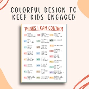 25 Things I can control for kids & teens, circle of control, school counselor resources, calming corner printable, mental health gifts