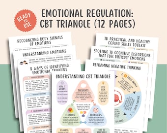 CBT Triangle Worksheets, Emotional Regulation Skills, Thoughts Feelings Behaviors, Anxiety Relief, Anger Management, Cognitive Restructuring