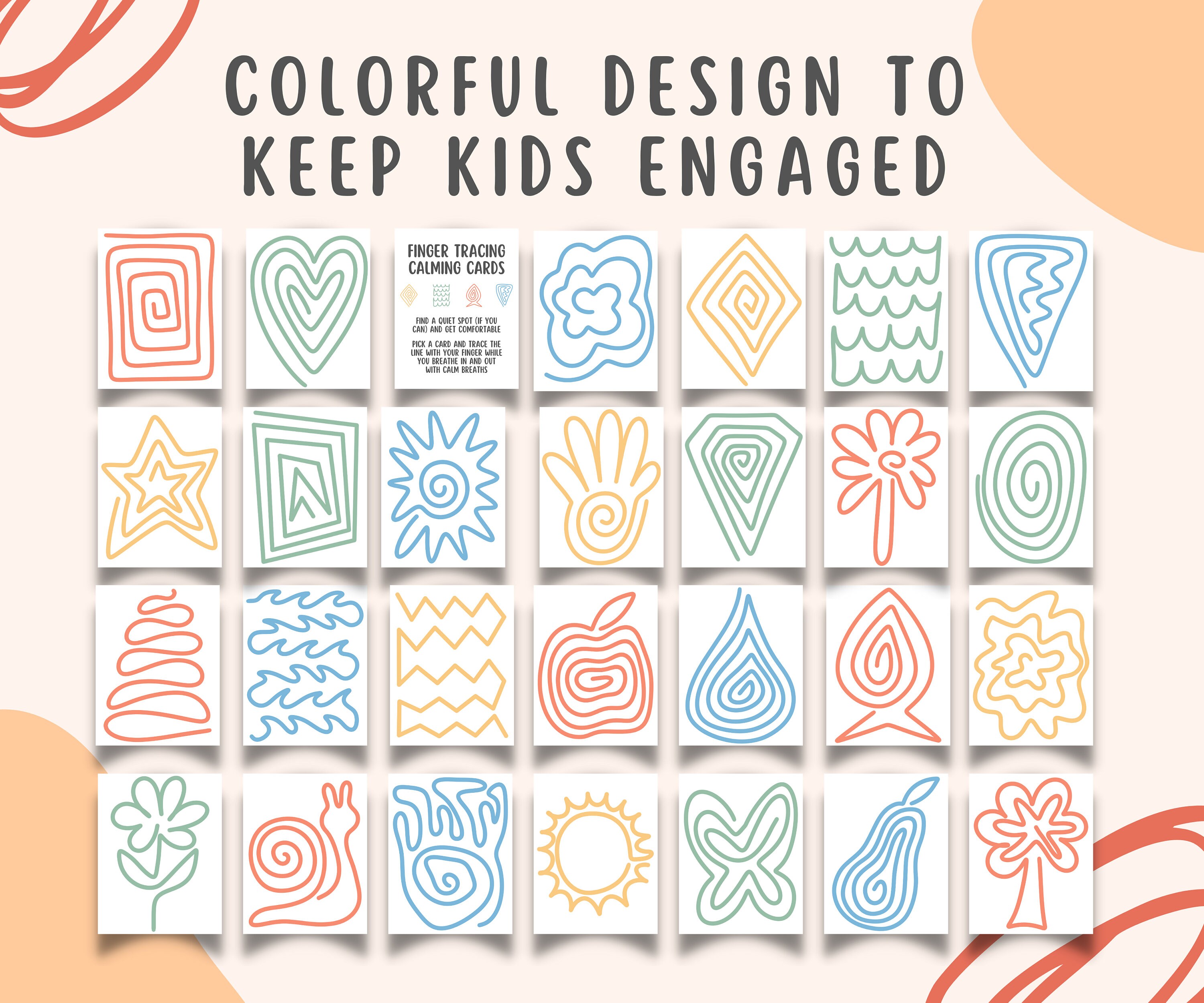 27 Finger Tracing Breathing Cards for Kids Teens, Calm Down Corner ...