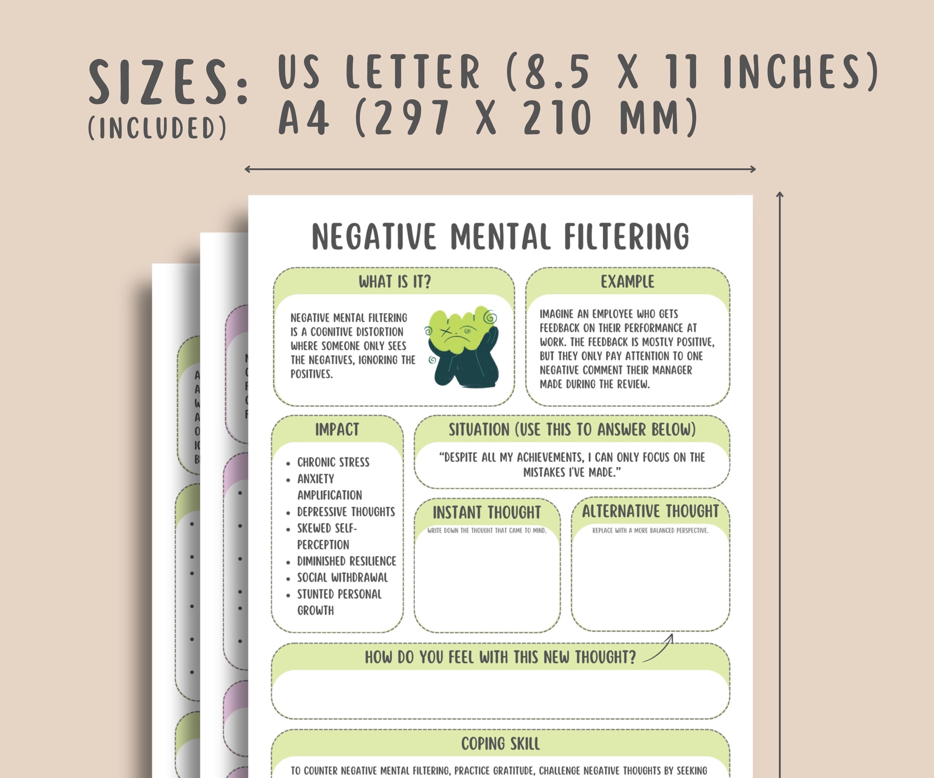 Thinking Patterns Worksheet.pdf 27 Cognitive Distortion Worksheets Cheatsheet, Thinking Errors ...