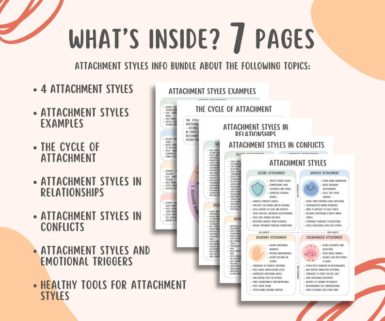 Attachment Styles Handouts (7 Pages) Relationship Patterns Print ...