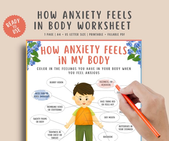 Anxiety Symptoms Body Signals Worksheet for Kids and Teens - Etsy