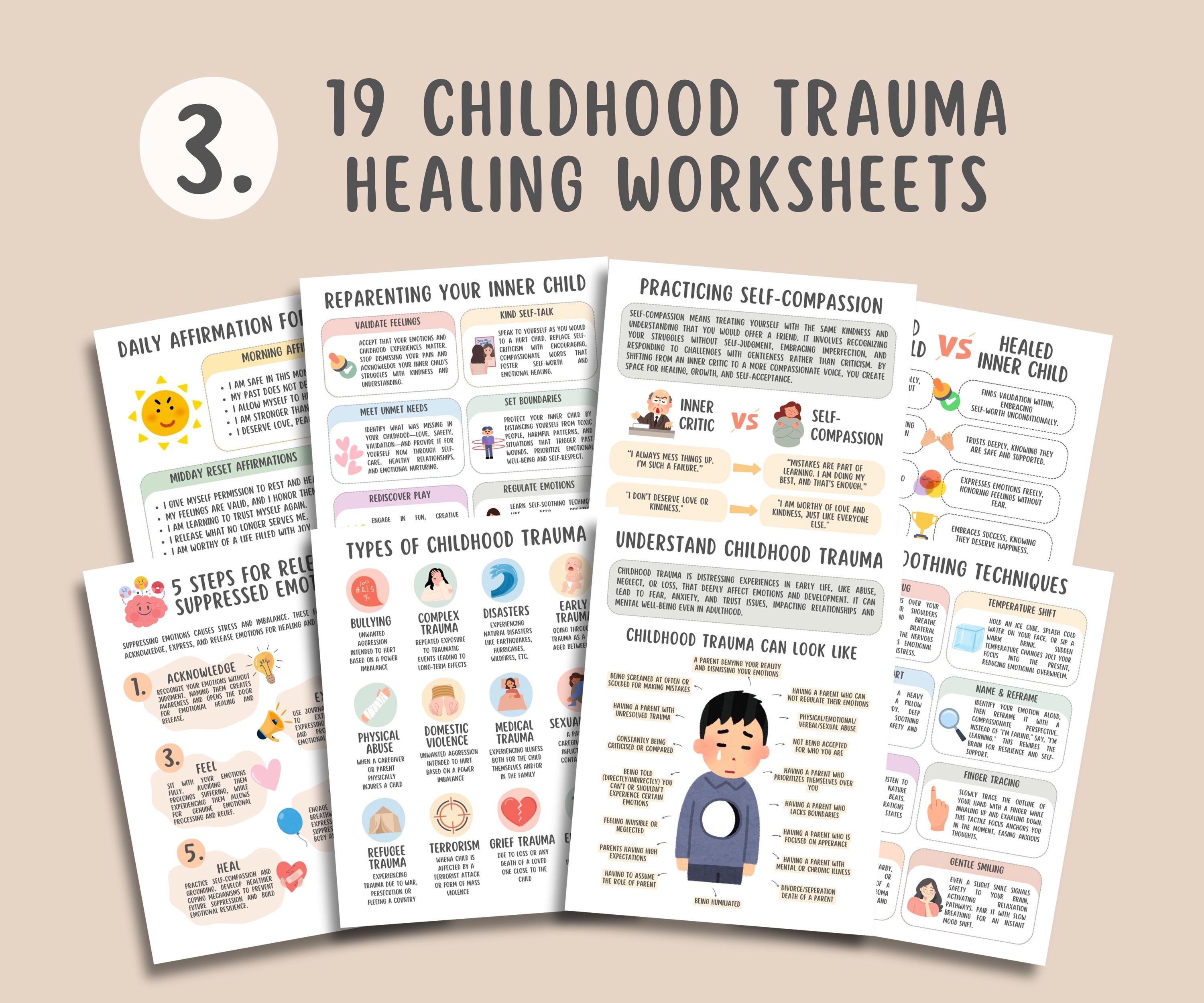 PTSD Trauma Healing Worksheets Bundle (100+ Pages) Childhood Trauma ...