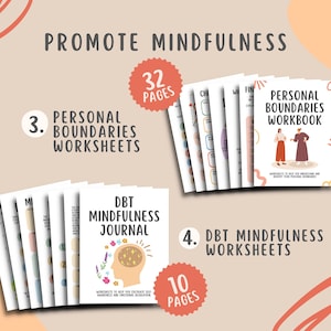 115 DBT Coping Skills Worksheets, Interpersonal Relationships, Distress Tolerance, Personal Boundaries, Emotional Regulation