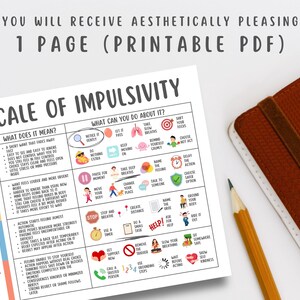 Scale of Impulsivity, Impulse Control, Self Control Worksheet, ADHD Coping Skills, CBT Tool, Therapy Printable, Emotional Regulation Guide