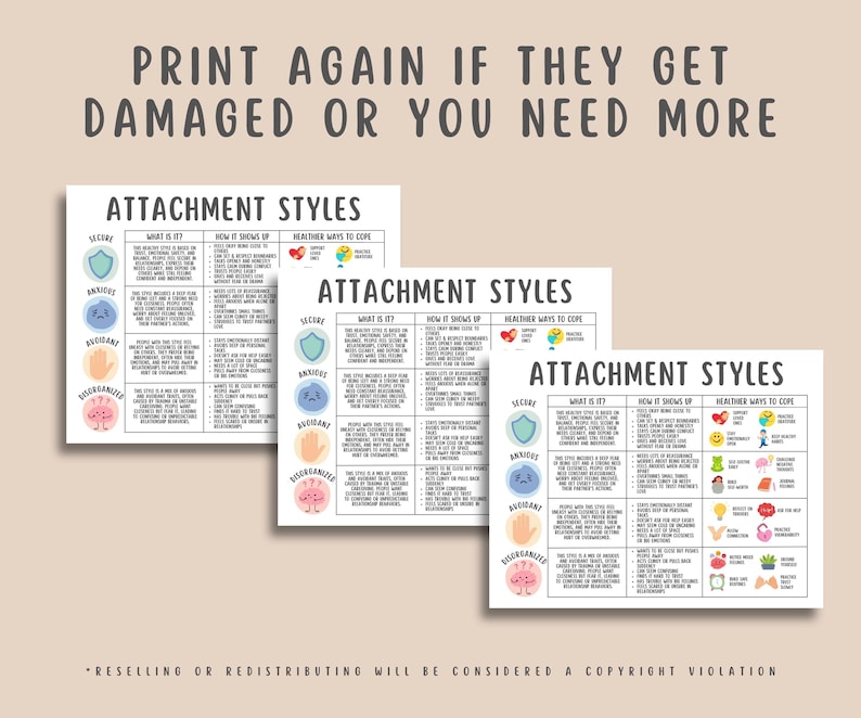Attachment Styles Handout, Coping Skills PDF, Therapy Worksheets ...