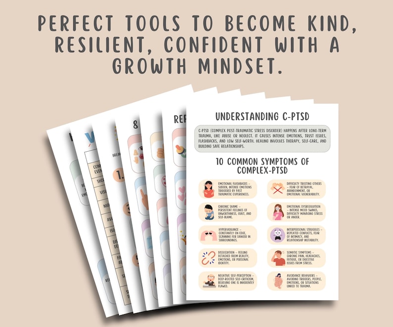 C-PTSD Trauma Healing Worksheets (15 Pages) Complex PTSD, Childhood Trauma, Trauma Processing, Self Compassion, Breaking The C-PTSD Cycle