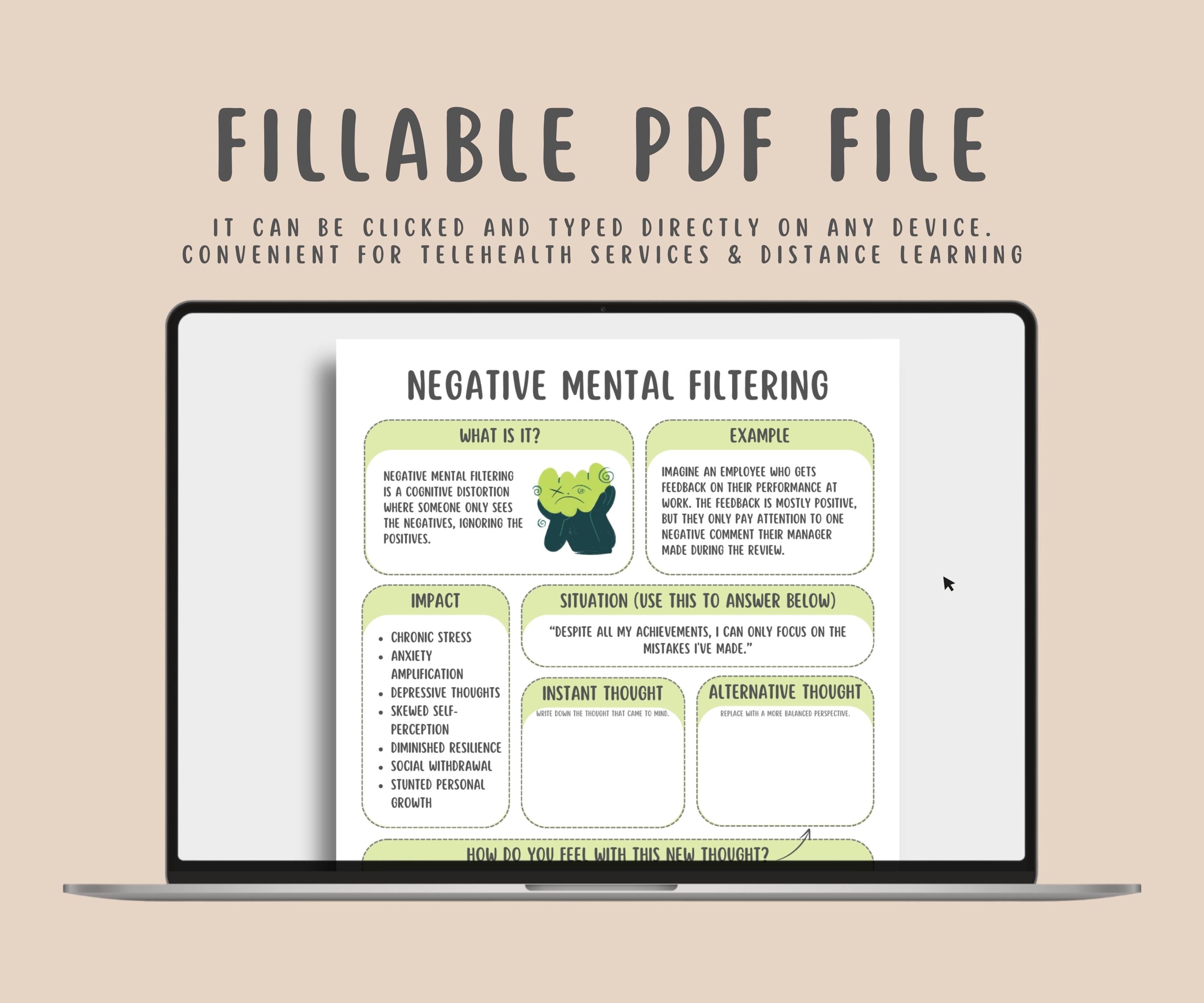 Thinking Patterns Worksheet.pdf 27 Cognitive Distortion Worksheets Cheatsheet, Thinking Errors ...