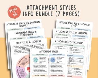 Attachment Styles Handouts (7 Pages) Relationship Patterns Print, Therapy Office Wall Art, Attachment Theory, Psychotherapy, Healthy Tools