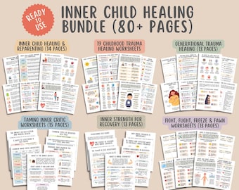 Inner Child Healing Worksheets (80+ Pages) Generational Childhood Trauma, Inner Critic, Wounded Inner Child Trauma Responses, Inner Strength