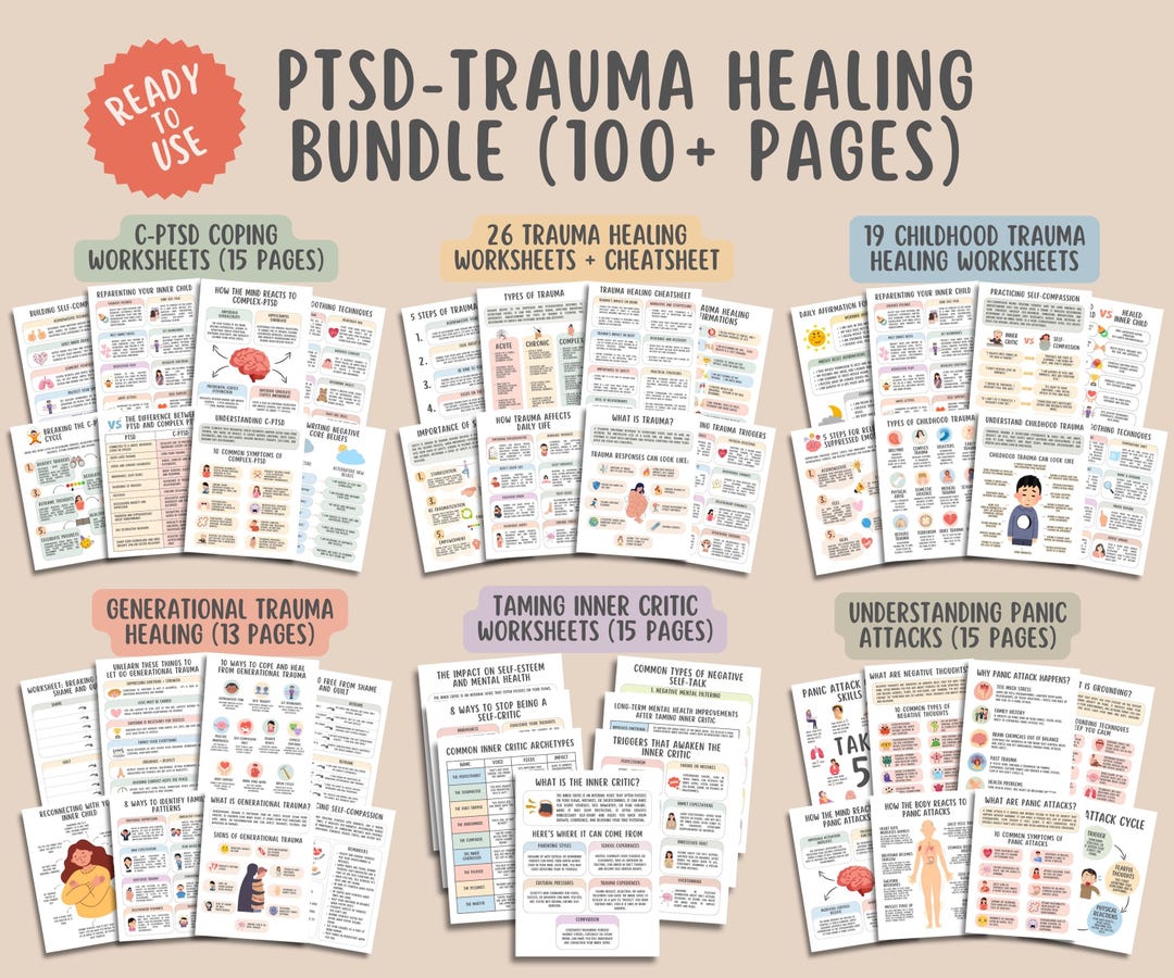 PTSD Trauma Healing Worksheets Bundle (100+ Pages) Childhood Trauma ...