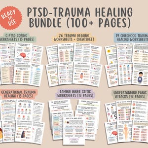 Lot de feuilles de travail sur la guérison des traumatismes liés au stress post-traumatique (plus de 100 pages) Traumatisme de l'enfance, traumatisme générationnel, apprivoiser son critique intérieur, comprendre l'attaque de panique