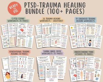 PTSD Trauma Healing Worksheets Bundle (100+ Pages) Childhood Trauma, Generational Trauma, Taming Inner Critic, Understanding Panic Attack