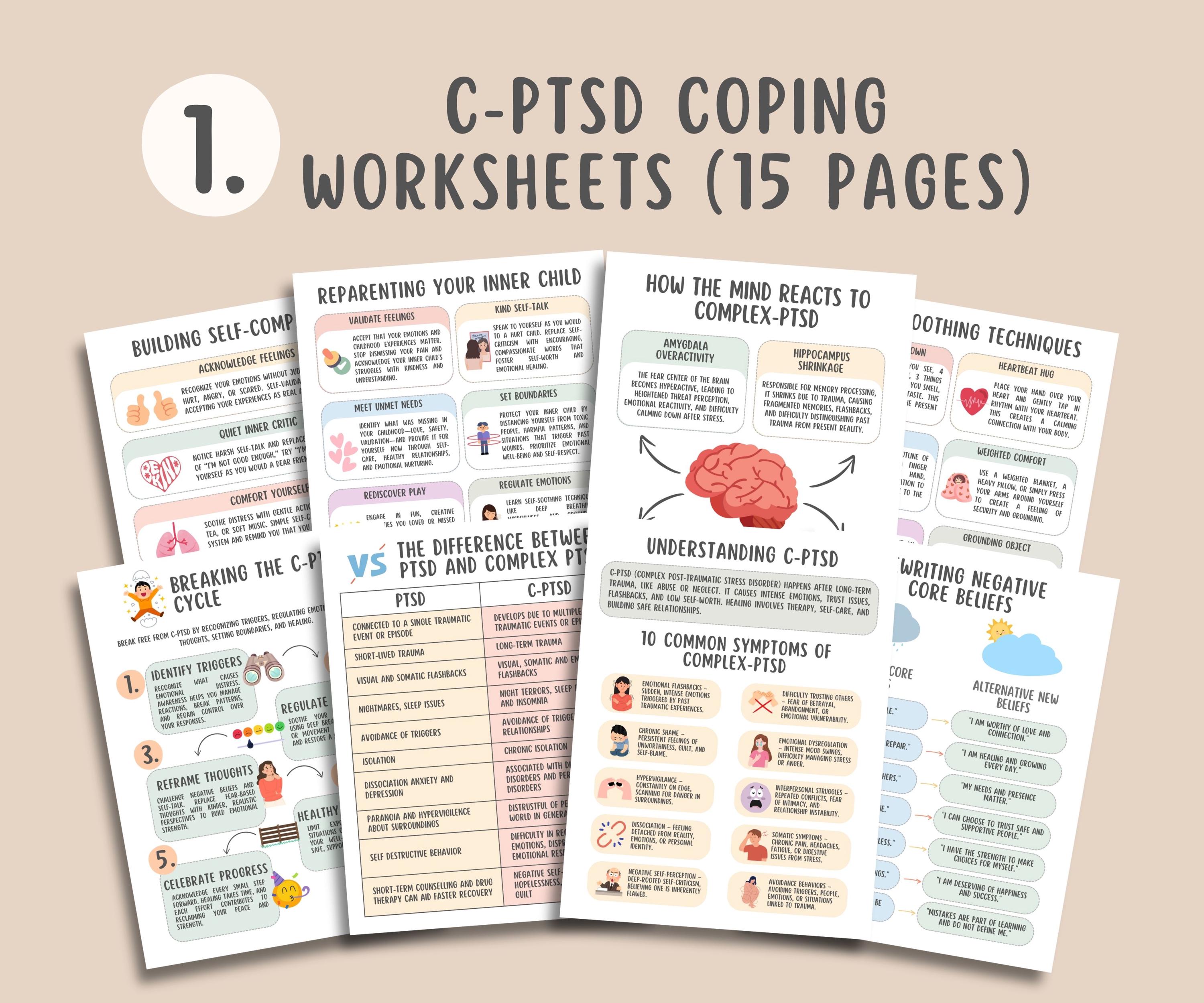 PTSD Trauma Healing Worksheets Bundle (100+ Pages) Childhood Trauma ...
